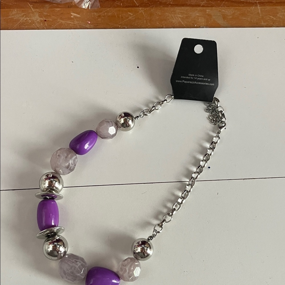 Paparazzi Purple Chunky Necklace and Earrings Set - Picture 3 of 4